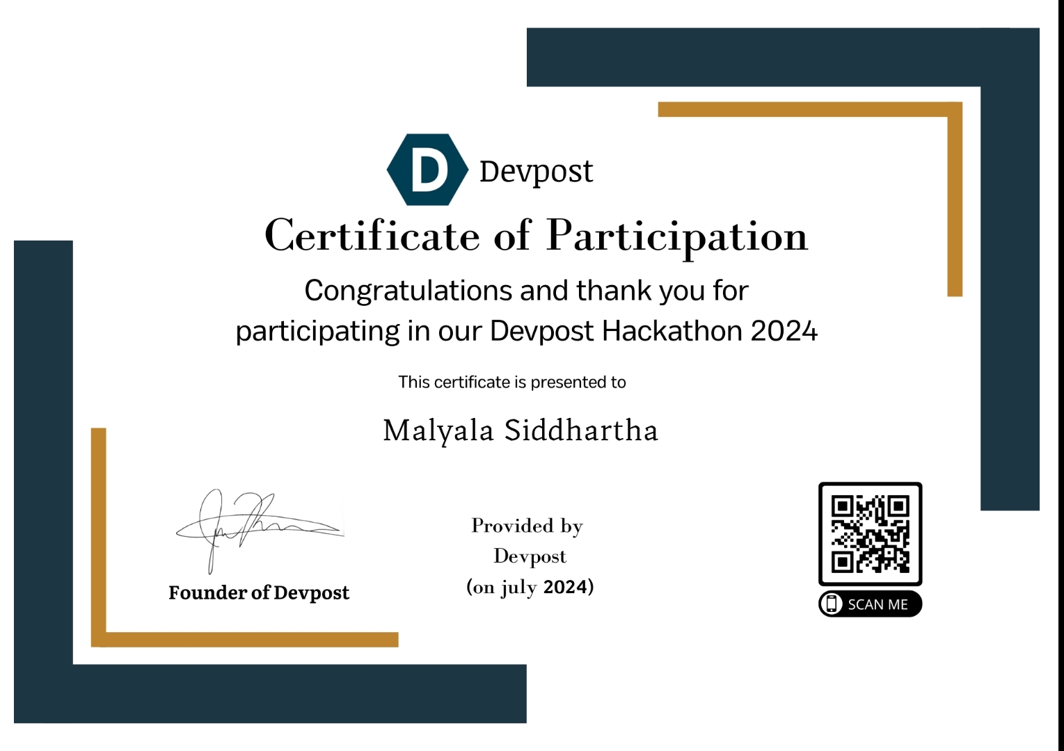 Hackathon Certificate